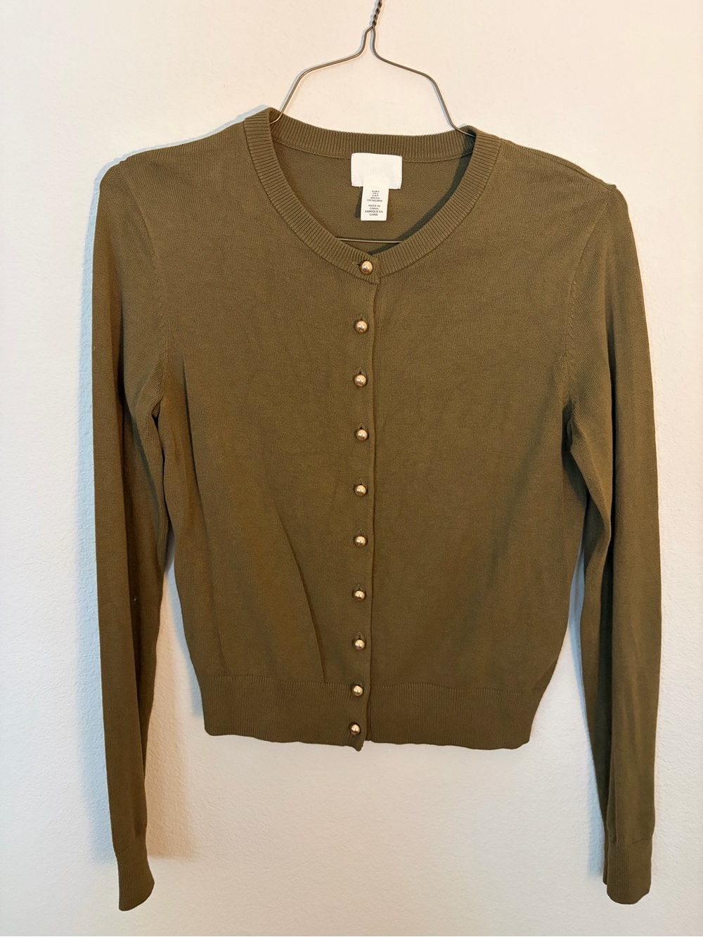 H&M Olive Sweater with Ribbed Neckline